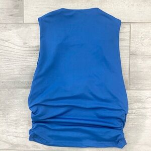 Blue Open Back Halter Women's Top